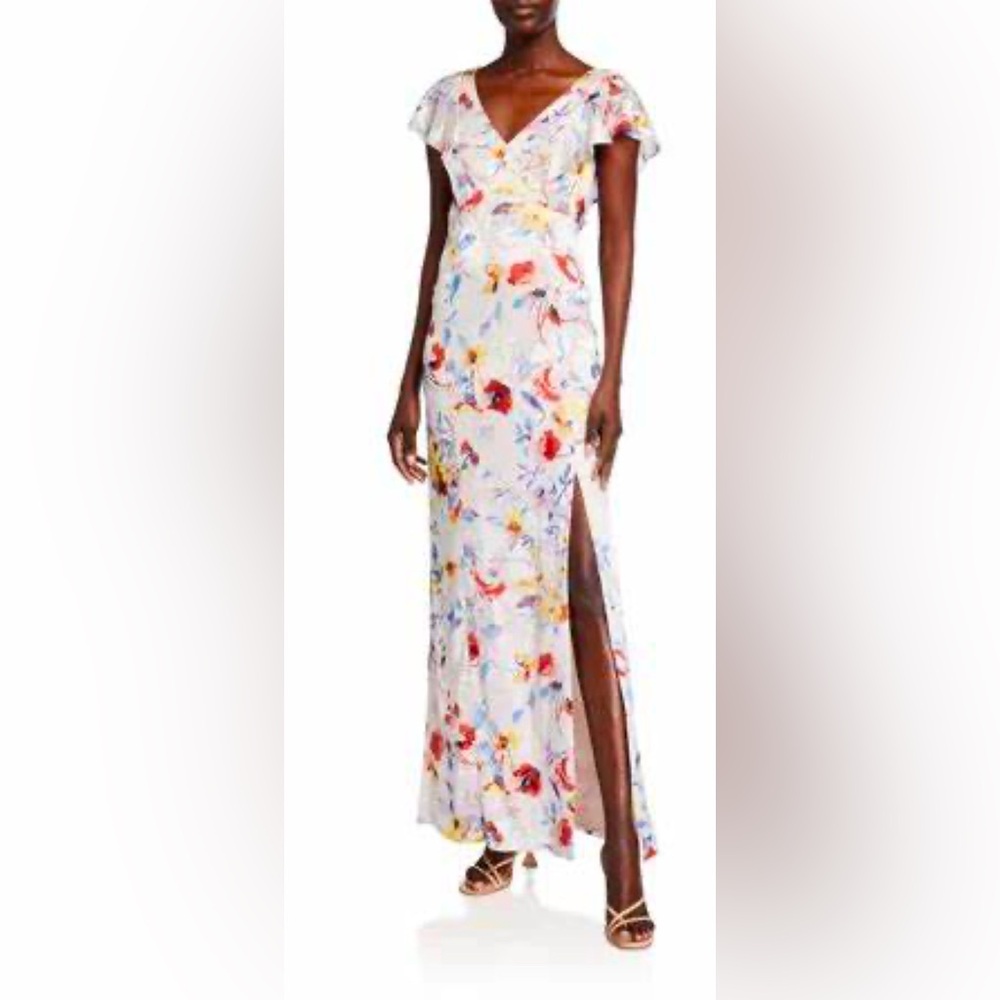 parker black lielle floral gown